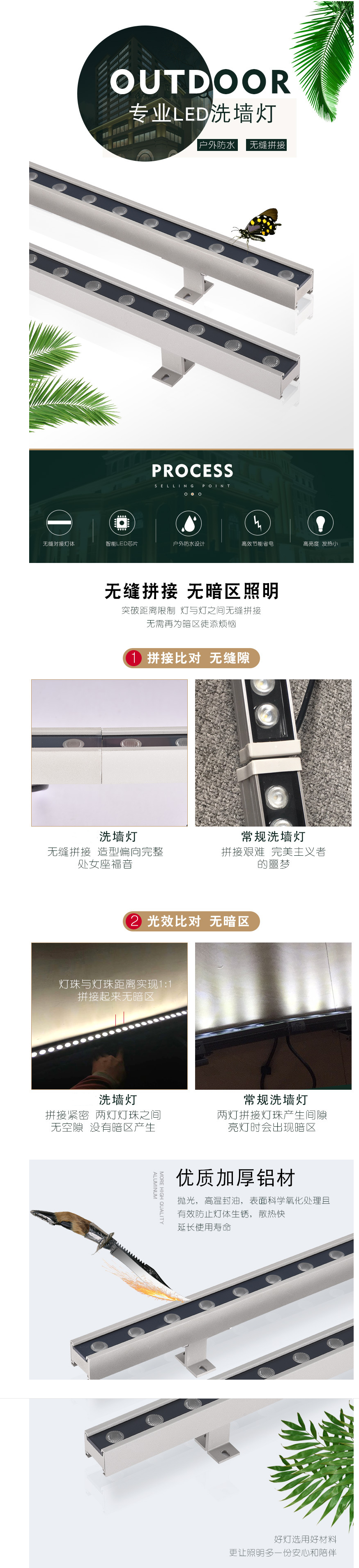 無(wú)縫對(duì)接，結(jié)構(gòu)防水洗墻燈